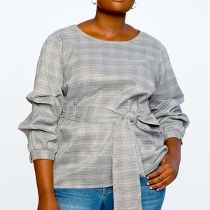 ELOQUII Tie Waist Plaid Top Size 20